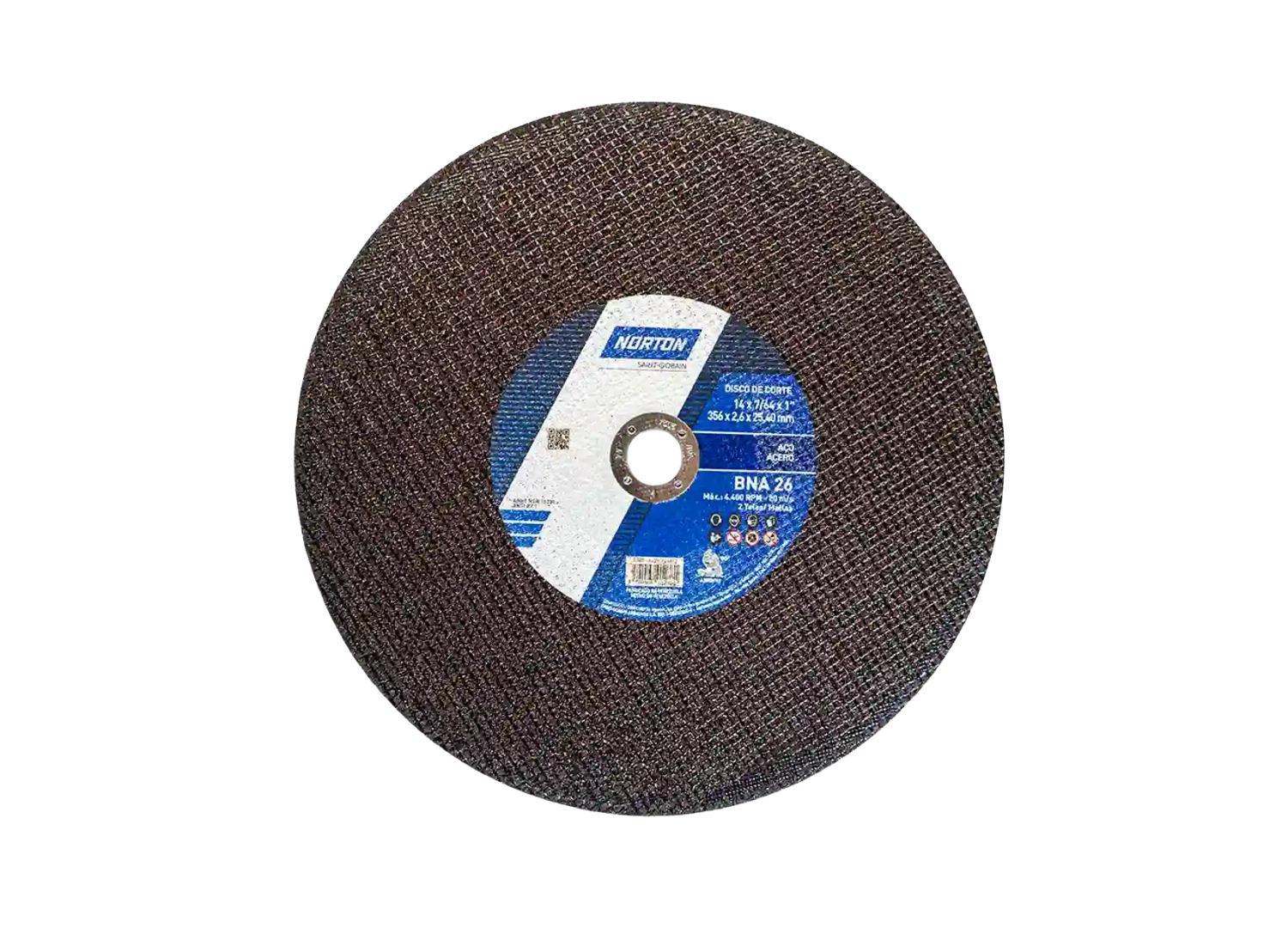 Disco Abrasivo Norton Tronzadora 14 pulgadas BNA26 para corte de acero en tronzadora